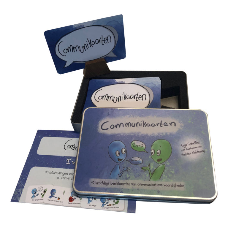 Communikaarten in blikken doosje
