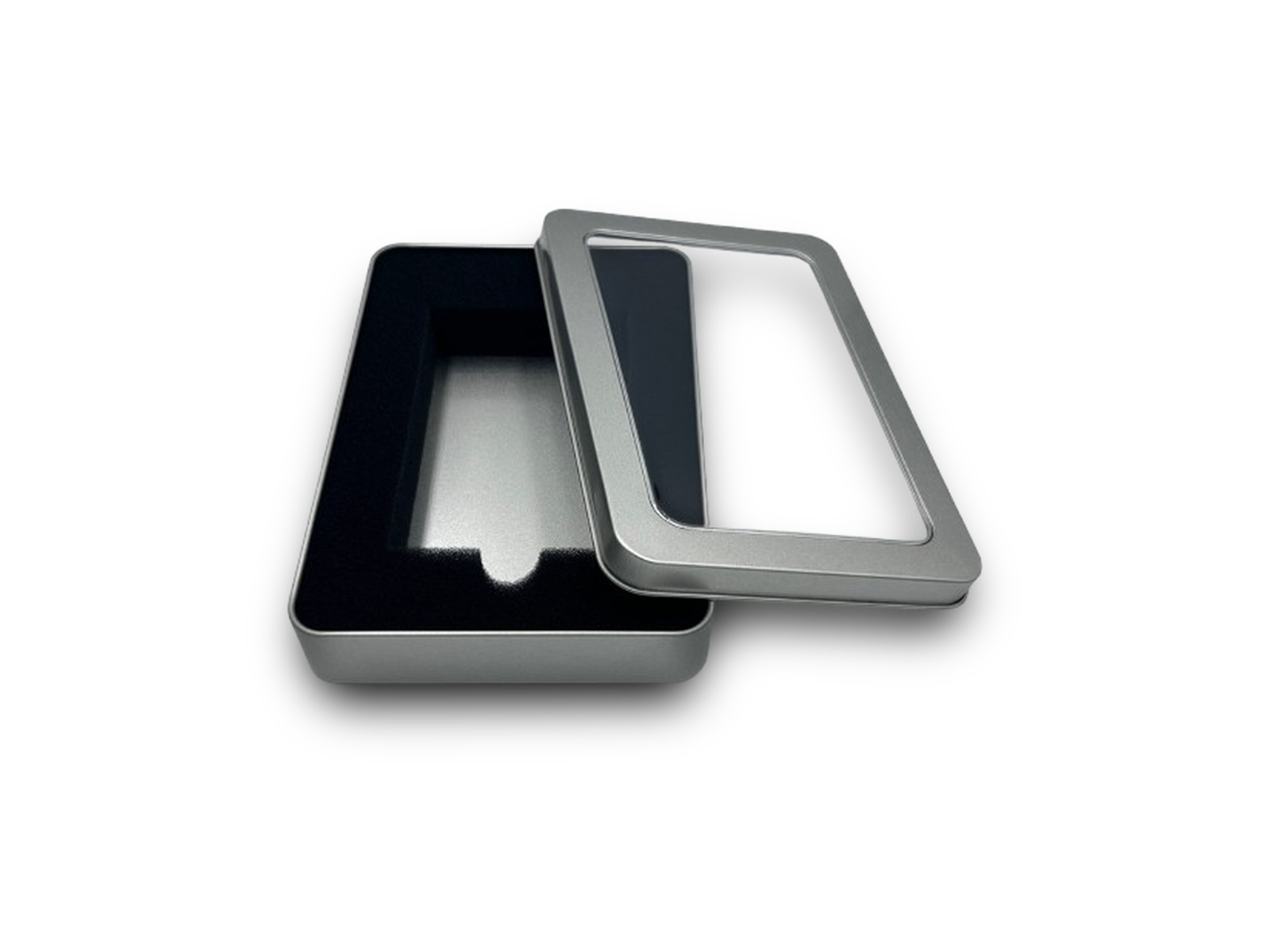 Blik met foam inlay voor 74x109 mm. kaartspellen.