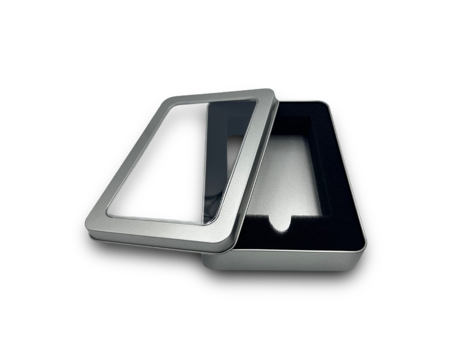 Blikken vensterdoosje A6 formaat + foam inlay 74 x 109 mm.